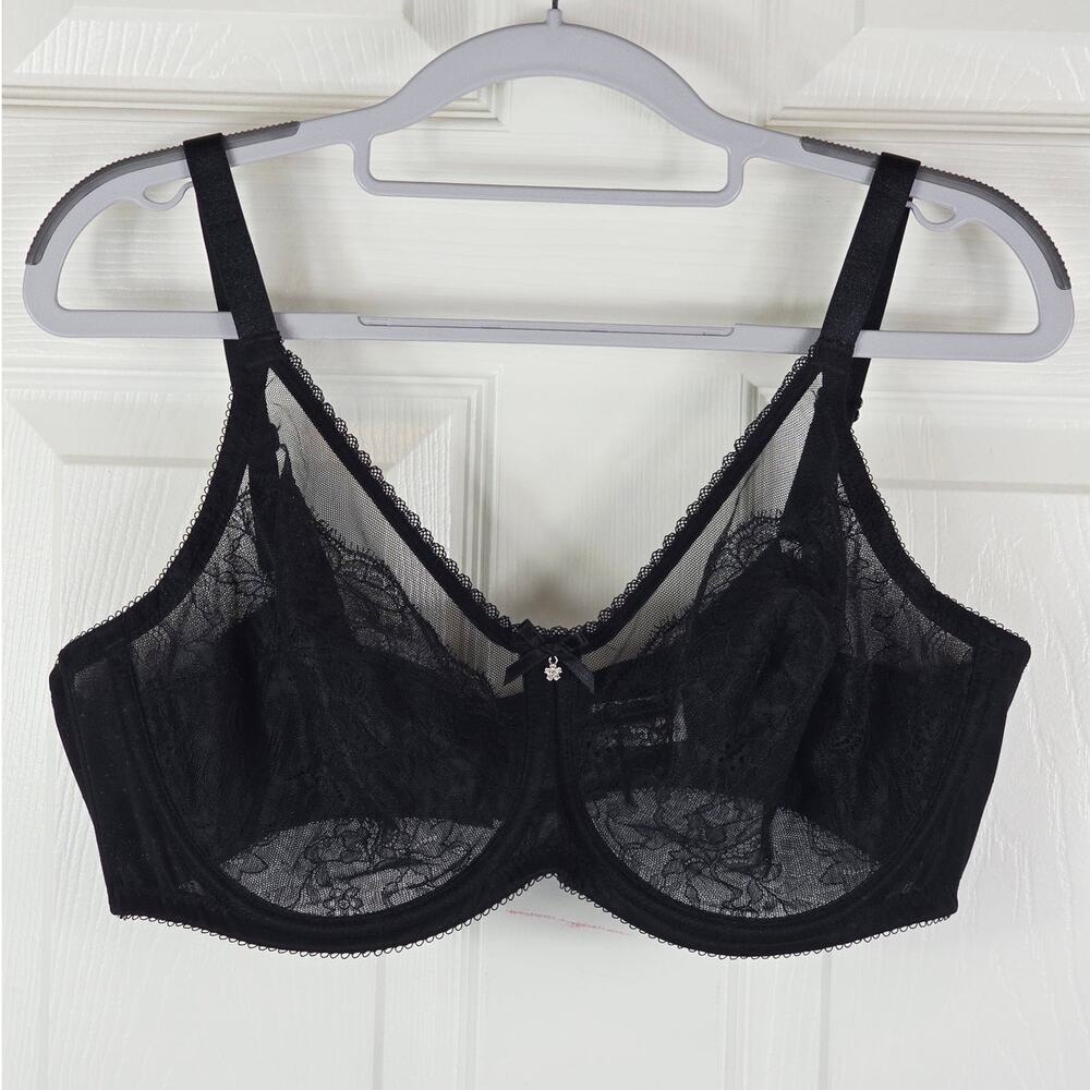Wacoal Black Floral Leaf Lace Underwire Bra 40D